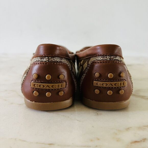 COACH Khaki Saddle Greenwich Signature Jacquard Logo Print Loafer - US 7 - Picture 7 of 8